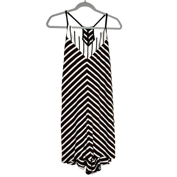 Laila Jayde Mitered Striped Racerback Mini Dress Olive Natural NWT Size Medium - Picture 2 of 7